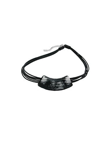 necklace tube flat black & silver 50cm