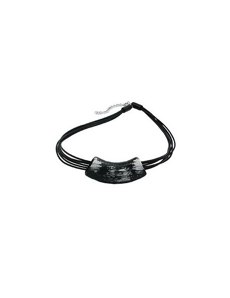 necklace tube flat black & silver 50cm