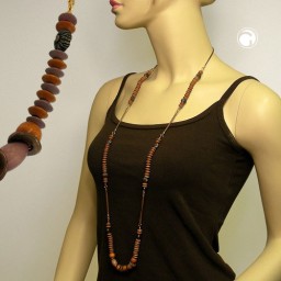 necklace beads ochre-brown 110cm