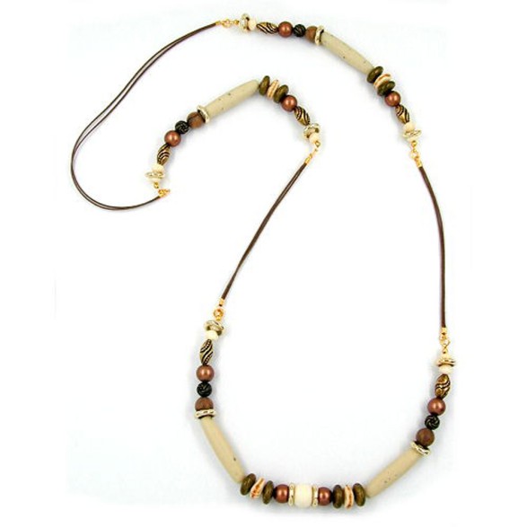 necklace brown beads 100cm