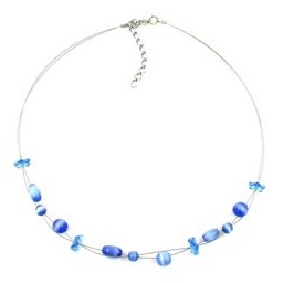 necklace glass beads blue transparency 42cm