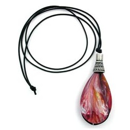 necklace drop red-marbled-matt 100cm