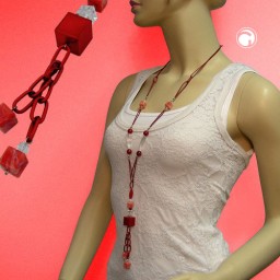 necklace glossy shine red crystal 100cm