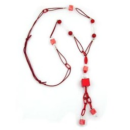 necklace glossy shine red crystal 100cm