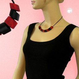 necklace red-black beads 45cm