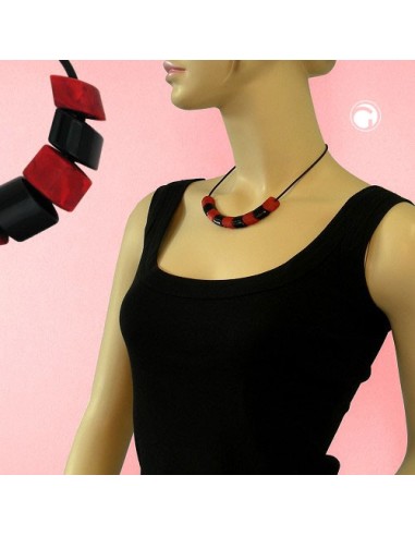 necklace red-black beads 45cm