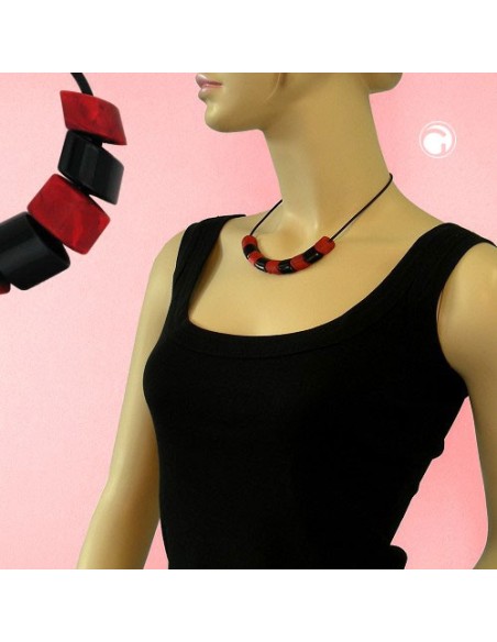 necklace red-black beads 45cm