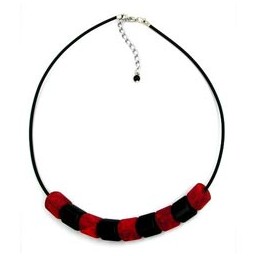 necklace red-black beads 45cm