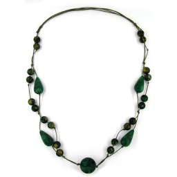 necklace beads green-gold-tone 90cm