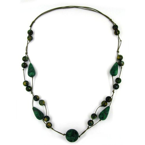 necklace beads green-gold-tone 90cm