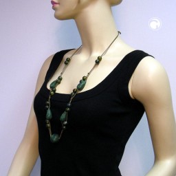 necklace beads green-gold-tone 90cm