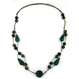 necklace beads green-gold-tone 90cm