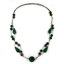 necklace beads green-gold-tone 90cm