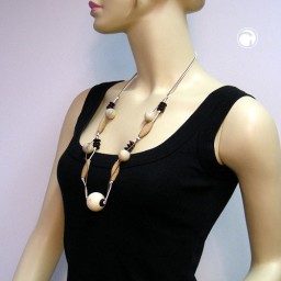 necklace beads beige-brown