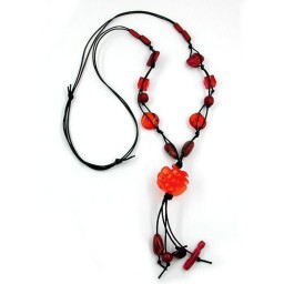 necklace spiral bead matte red 100cm