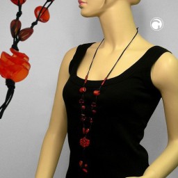 necklace spiral bead matte red 100cm