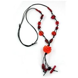 necklace spiral bead matte red 100cm