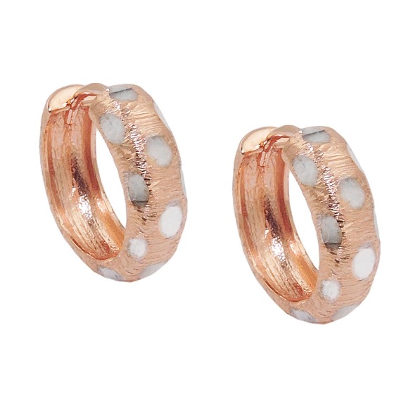 hoop earrings 15x5mm hinged hoop bicolor rhodium plated 9k rose gold