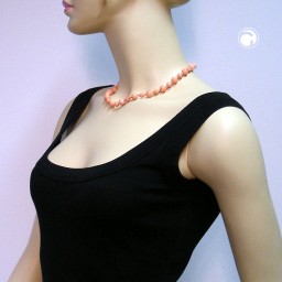 necklace beads salmon-white 45cm