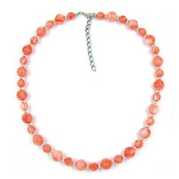 necklace beads salmon-white 45cm
