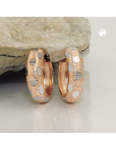 hoop earrings 15x5mm hinged hoop bicolor rhodium plated 9k rose gold