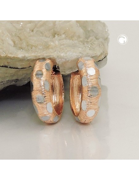 hoop earrings 15x5mm hinged hoop bicolor rhodium plated 9k rose gold