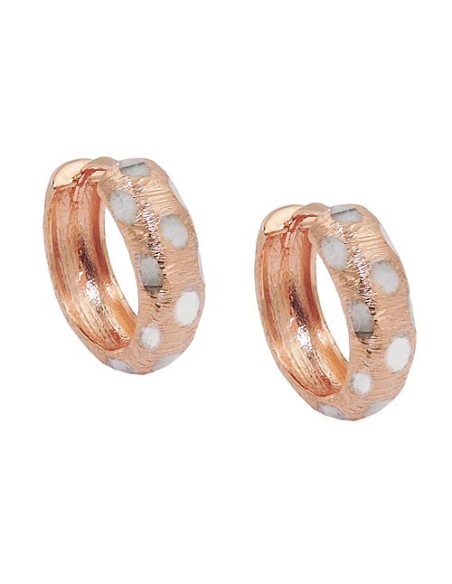 hoop earrings 15x5mm hinged hoop bicolor rhodium plated 9k rose gold