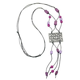 necklace silver-coloured purple 90cm