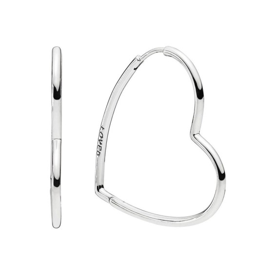 Dam örhängen Pandora ASYMMETRICAL HEART HOOP EARRINGS