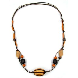 necklace large beads brown 110cm