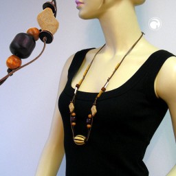 necklace large beads brown 110cm