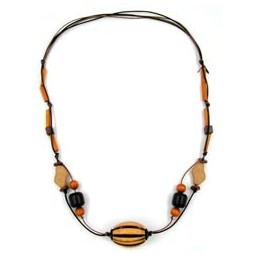 necklace large beads brown 110cm