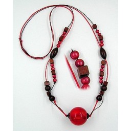 necklace beads red brown