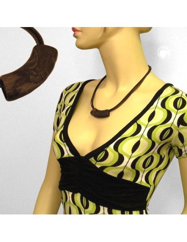 necklace tube flat curved dark brown marbled