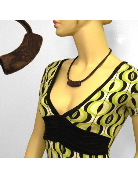 necklace tube flat curved dark brown marbled