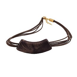 necklace tube flat curved dark brown marbled