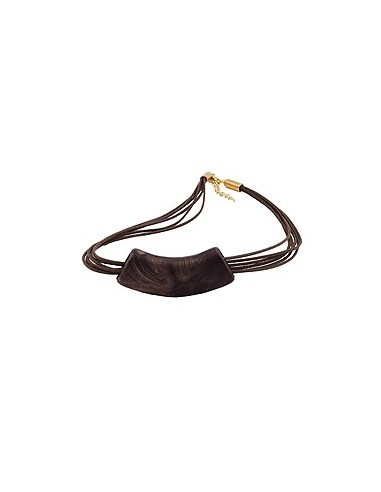 necklace tube flat curved dark brown marbled