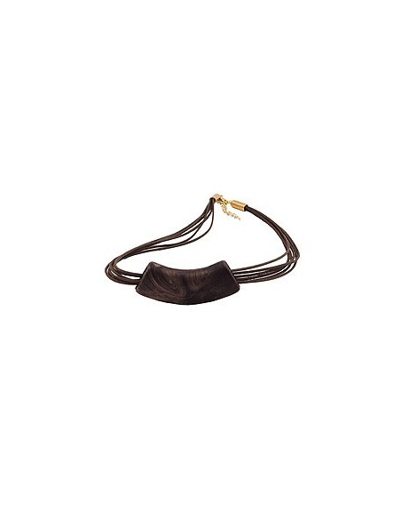 necklace tube flat curved dark brown marbled