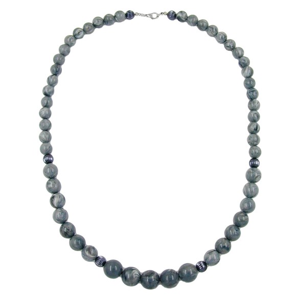 necklace beads grey marbled