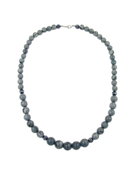 necklace beads grey marbled