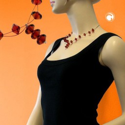 necklace faceted beads dark-red 45cm