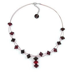 necklace faceted beads dark-red 45cm