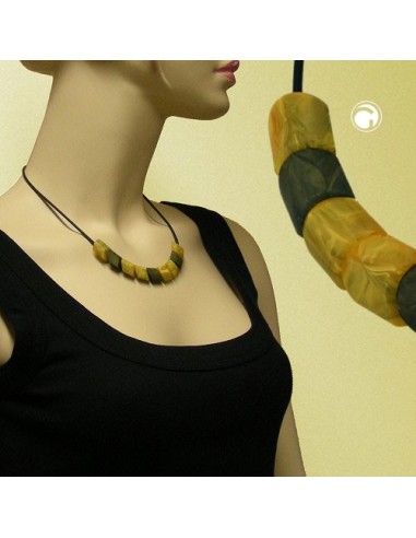 necklace beads yellow-marbeled 45cm