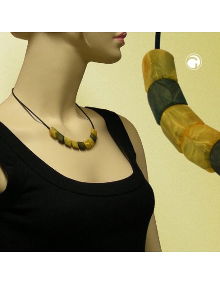necklace beads yellow-marbeled 45cm