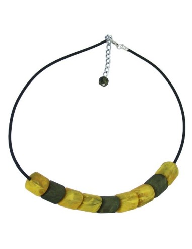 necklace beads yellow-marbeled 45cm