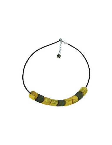 necklace beads yellow-marbeled 45cm