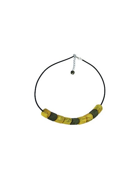 necklace beads yellow-marbeled 45cm