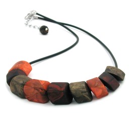 necklace beads brown 45cm