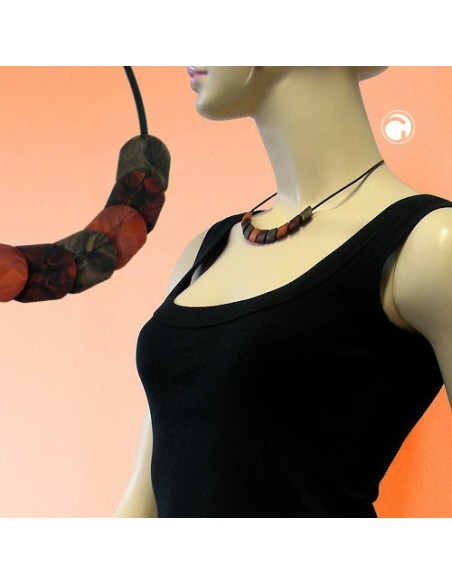 necklace beads brown 45cm