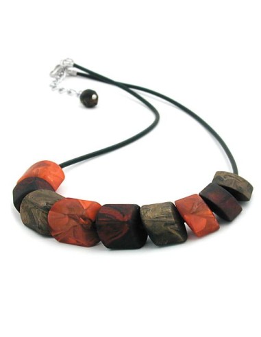 necklace beads brown 45cm
